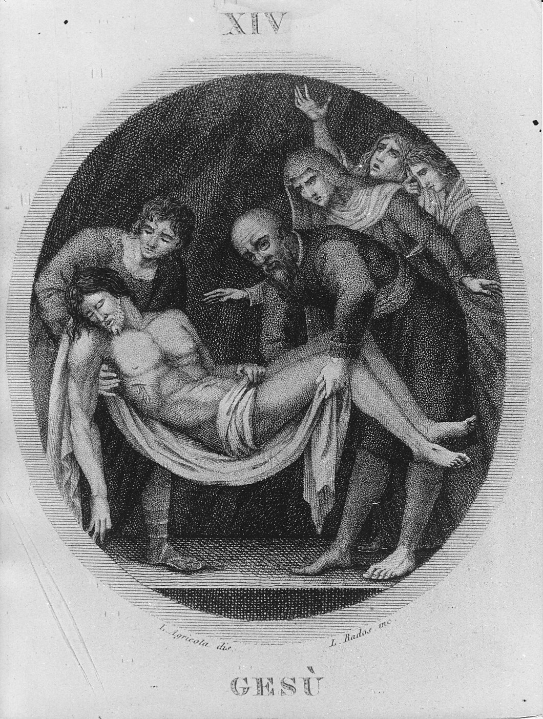 Gesù è posto nel sepolcro (stampa) di Rados conte Luigi, Agricola Luigi (prima metà sec. XIX)