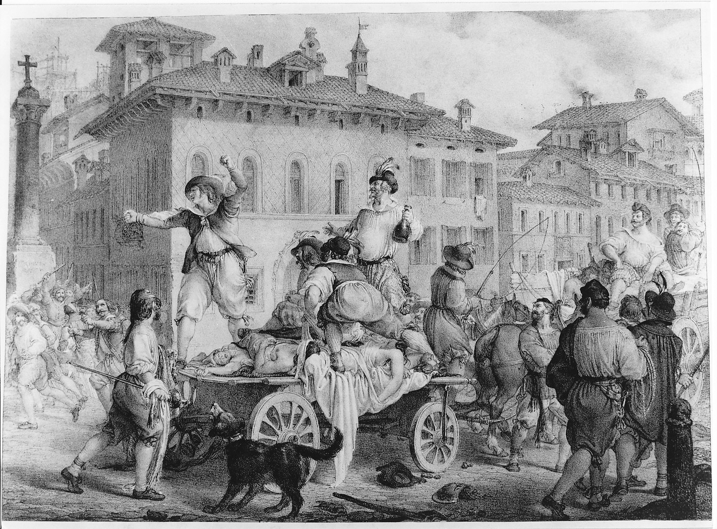 Il carro degli appestati (stampa) di Gallina Gallo (sec. XIX)