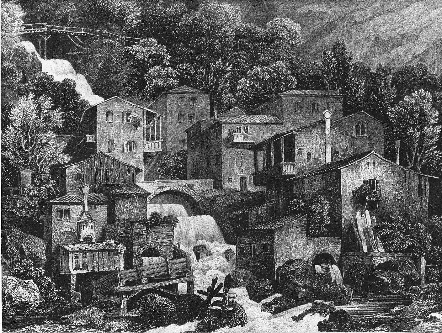 Il Fiume Latte a Varenna (stampa) di Chevalier Pietro, Troitzsch (seconda metà sec. XIX)