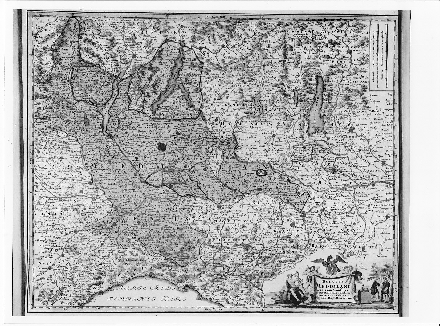 Carta del Ducato di Milano e regioni confinanti (stampa) di Homann Johann Baptist (sec. XVII)