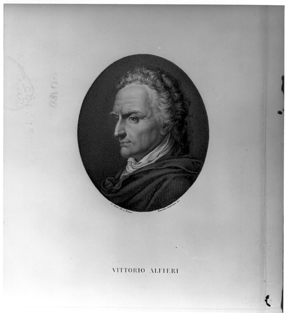 Ritratto di Vittorio Alfieri, ritratto d'uomo (stampa) di Anderloni Faustino, Bossi Giuseppe (inizio sec. XIX)