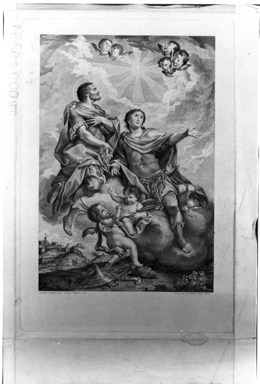 San Faustino e San Giovita difendono Brescia contro i milanesi (stampa) di Anderloni Faustino, Garavaglia Giovita (inizio sec. XIX)
