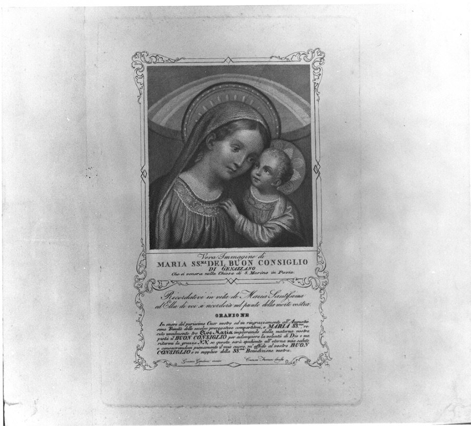 Madonna del Buon Consiglio (stampa) di Grondona Giacomo, Ferreri Cesare (seconda metà sec. XIX)