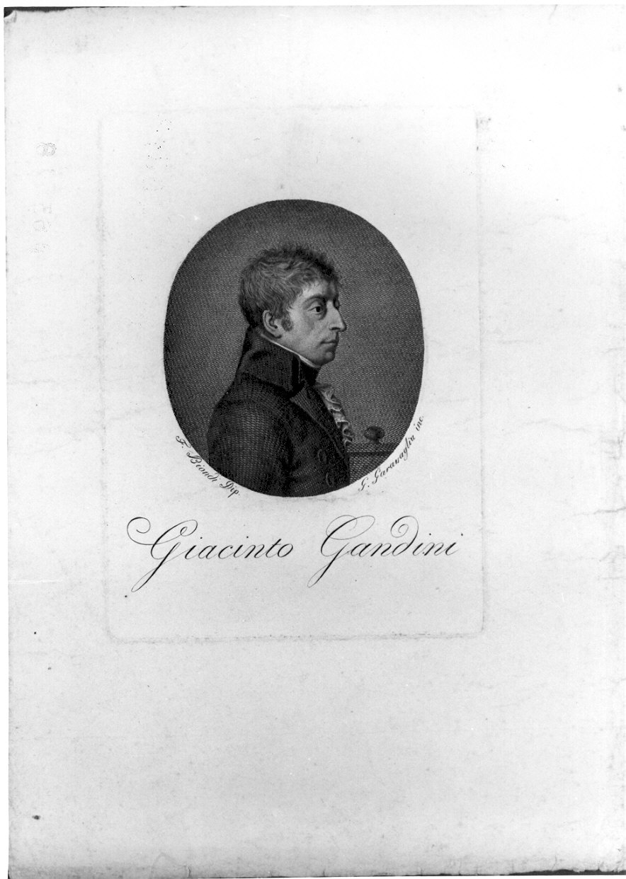 Ritratto di Giacinto Gandini, ritratto d'uomo (stampa) di Garavaglia Giovita (sec. XIX)
