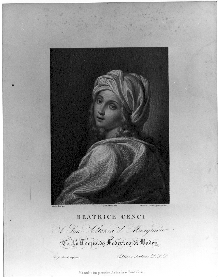 Ritratto di Batrice Cenci, ritratto di donna (stampa) di Garavaglia Giovita, Minardi Tommaso (sec. XIX)