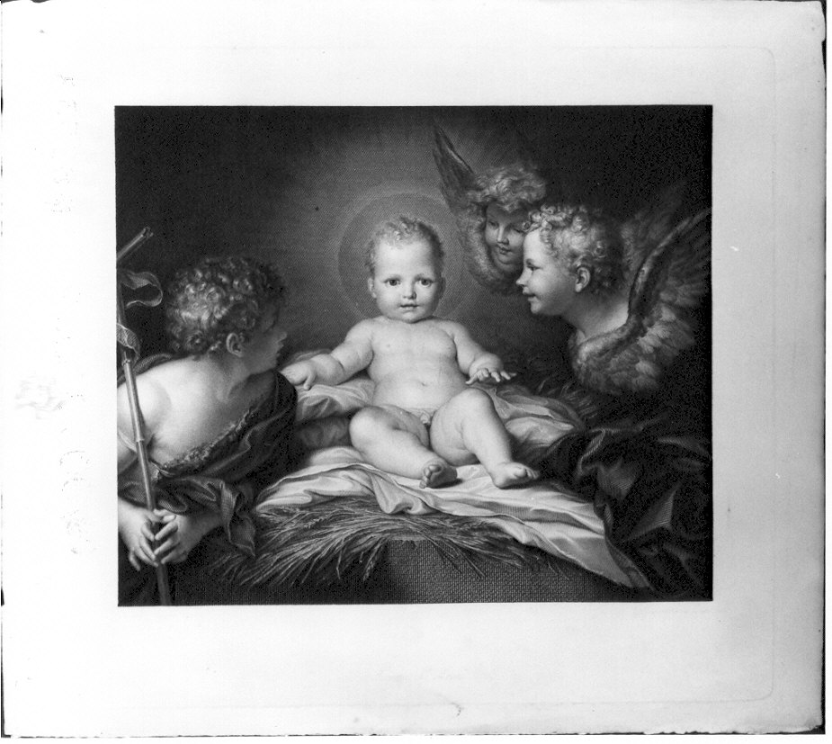Gesù Bambino con angeli (stampa) di Garavaglia Giovita (sec. XIX)