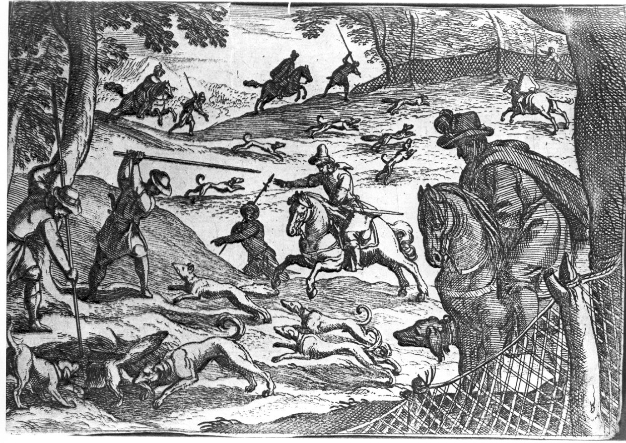Caccia alla volpe, scena di caccia (stampa) di Tempesta Antonio (sec. XVI)