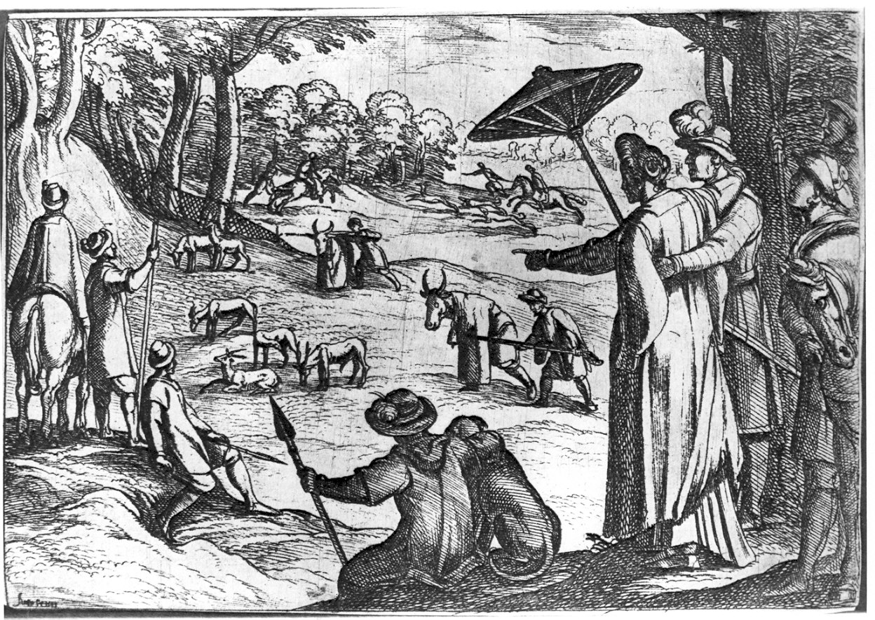 Caccia al cervo, scena di caccia (stampa) di Tempesta Antonio (sec. XVI)