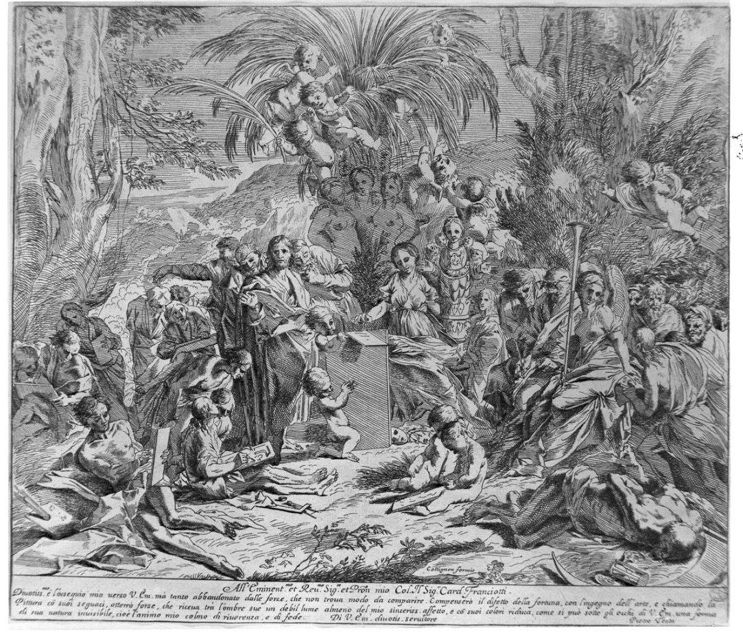 Allegoria della Pittura, trionfo della Pittura (stampa) di Testa Pietro (sec. XVII)