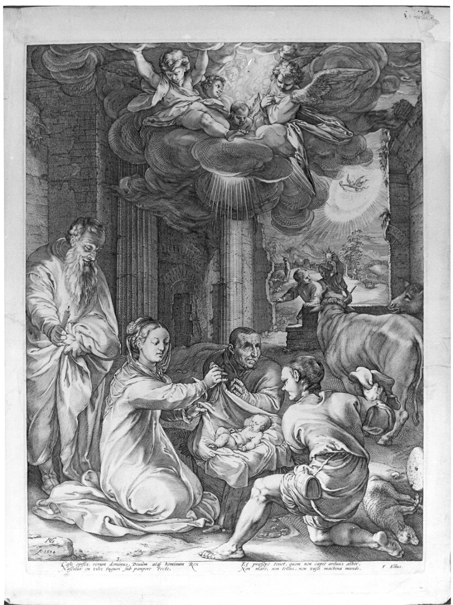 adorazione dei pastori (stampa) di Goltzius Hendrick (sec. XVI)