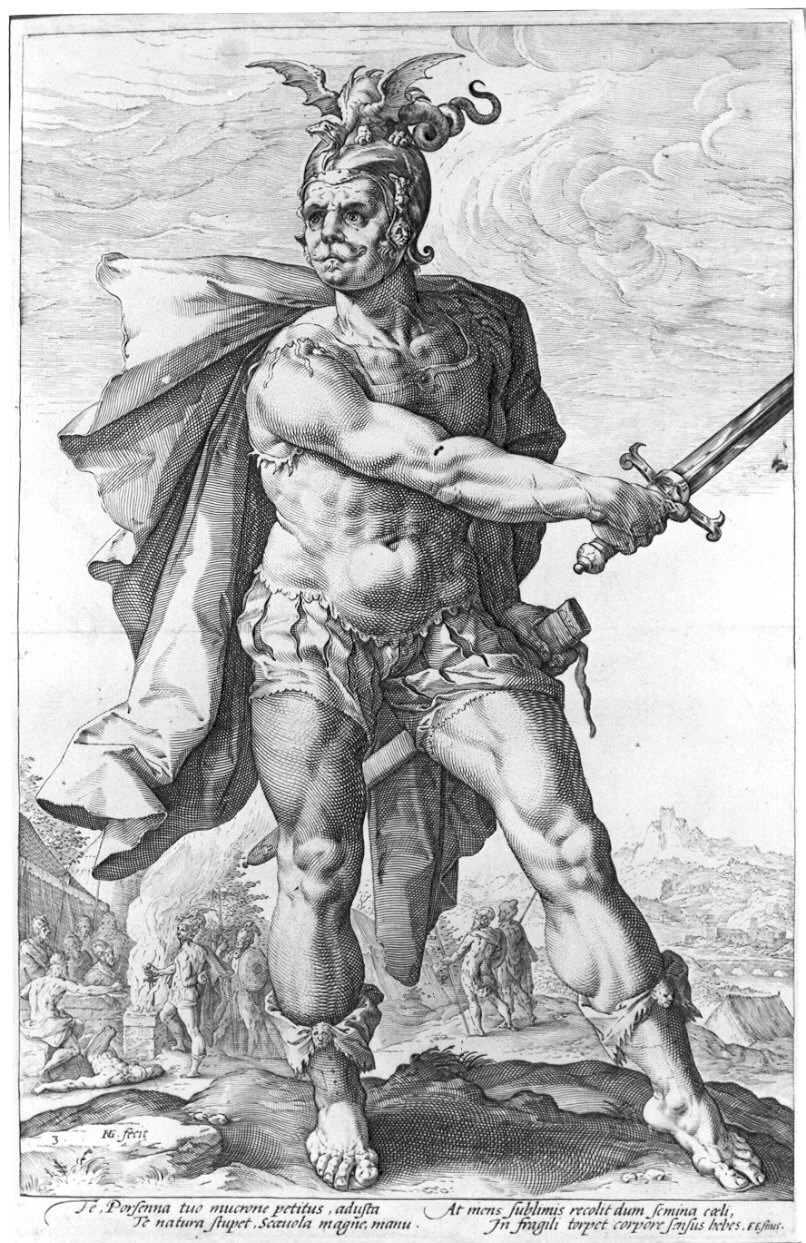 Muzio Scevola (stampa) di Goltzius Hendrick (sec. XVI)