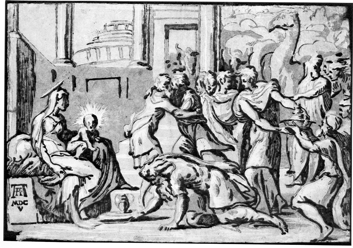 adorazione dei Re Magi (stampa) di Andreani Andrea (sec. XVI)