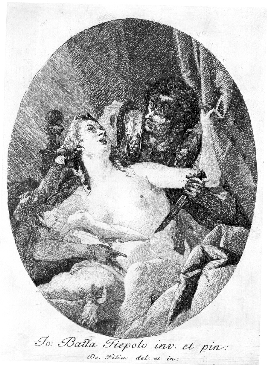 Tarquinio e Lucrezia (stampa) di Tiepolo Gian Domenico, Tiepolo Giovanni Battista (sec. XVIII)