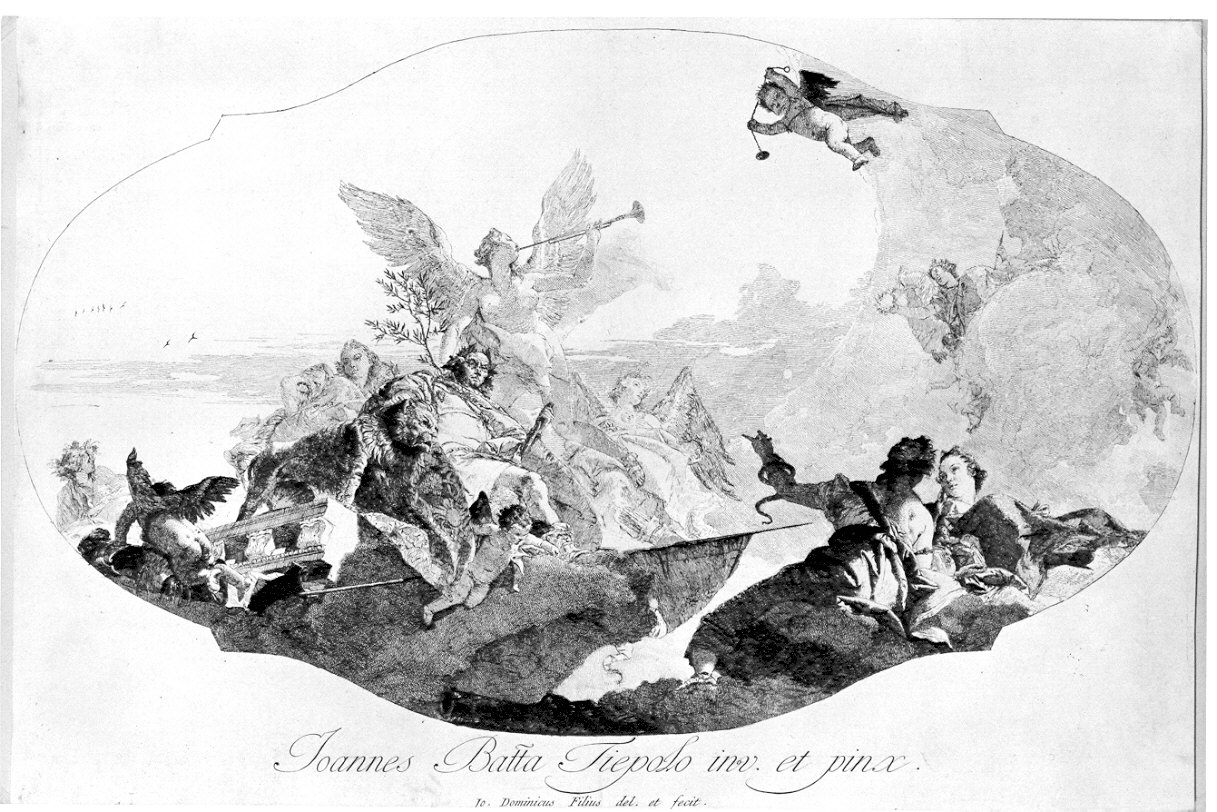 Il Genio del valore (stampa) di Tiepolo Gian Domenico, Tiepolo Giovanni Battista (sec. XVIII)
