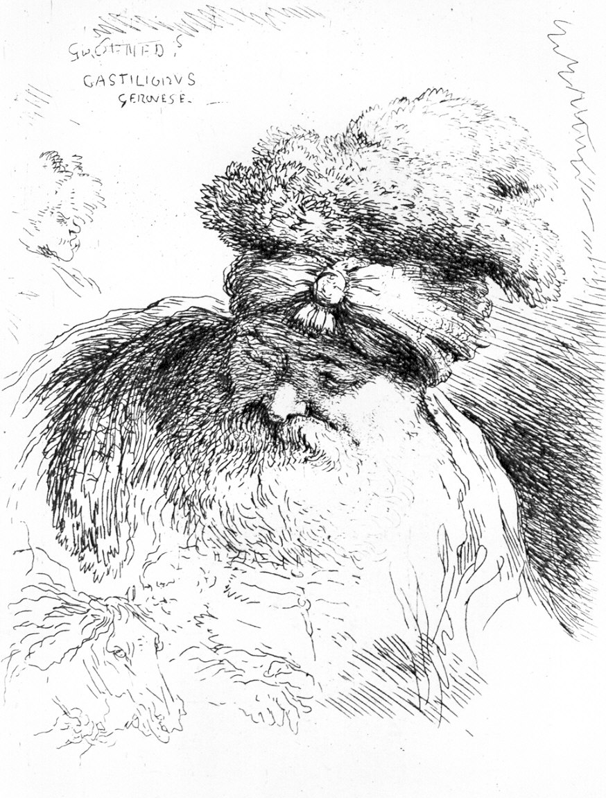 vecchio con turbante (stampa) di Castiglione Giovanni Benedetto (sec. XVII)