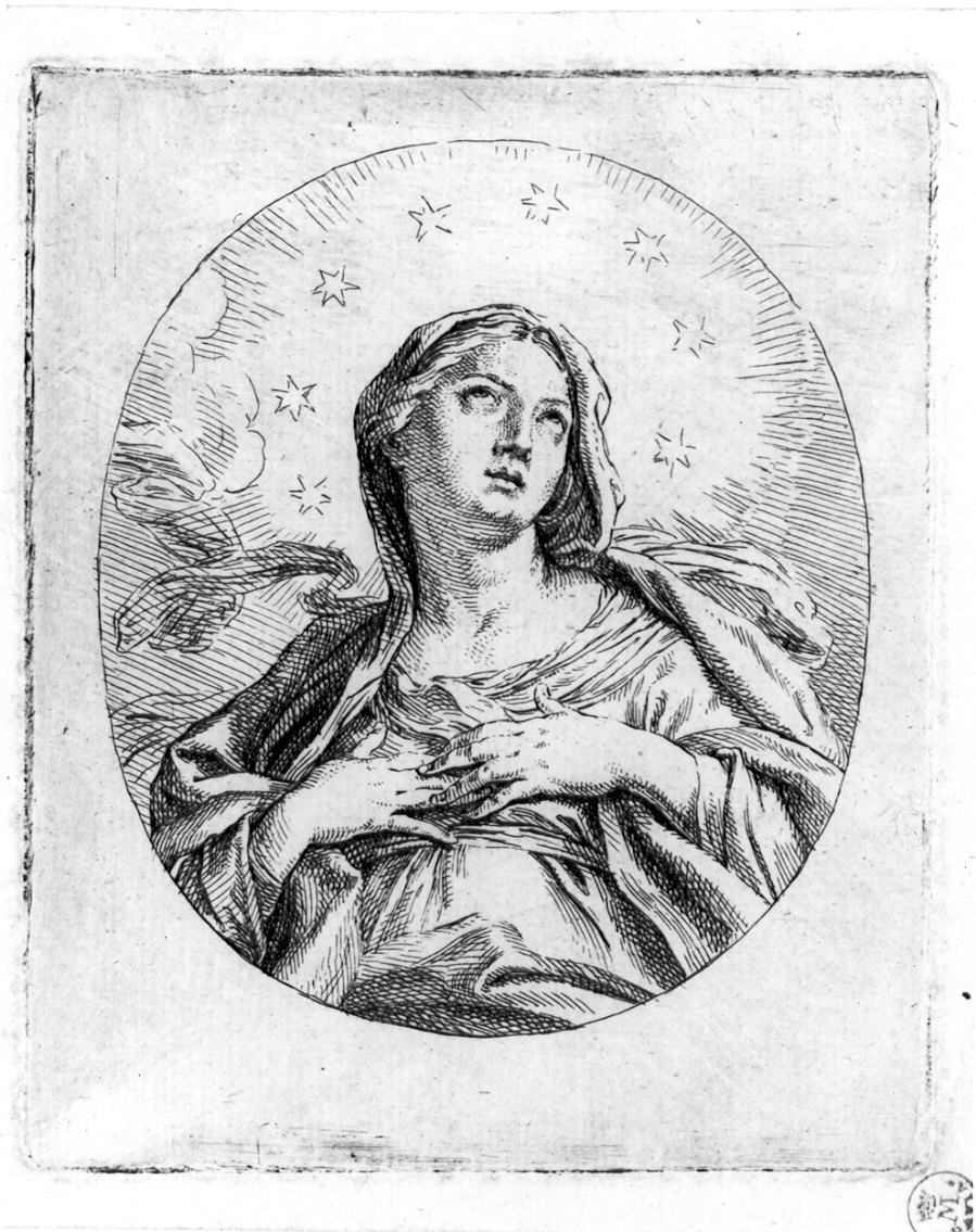 Madonna coronata di stelle (stampa) di Maratta Carlo (attribuito) (sec. XVII)