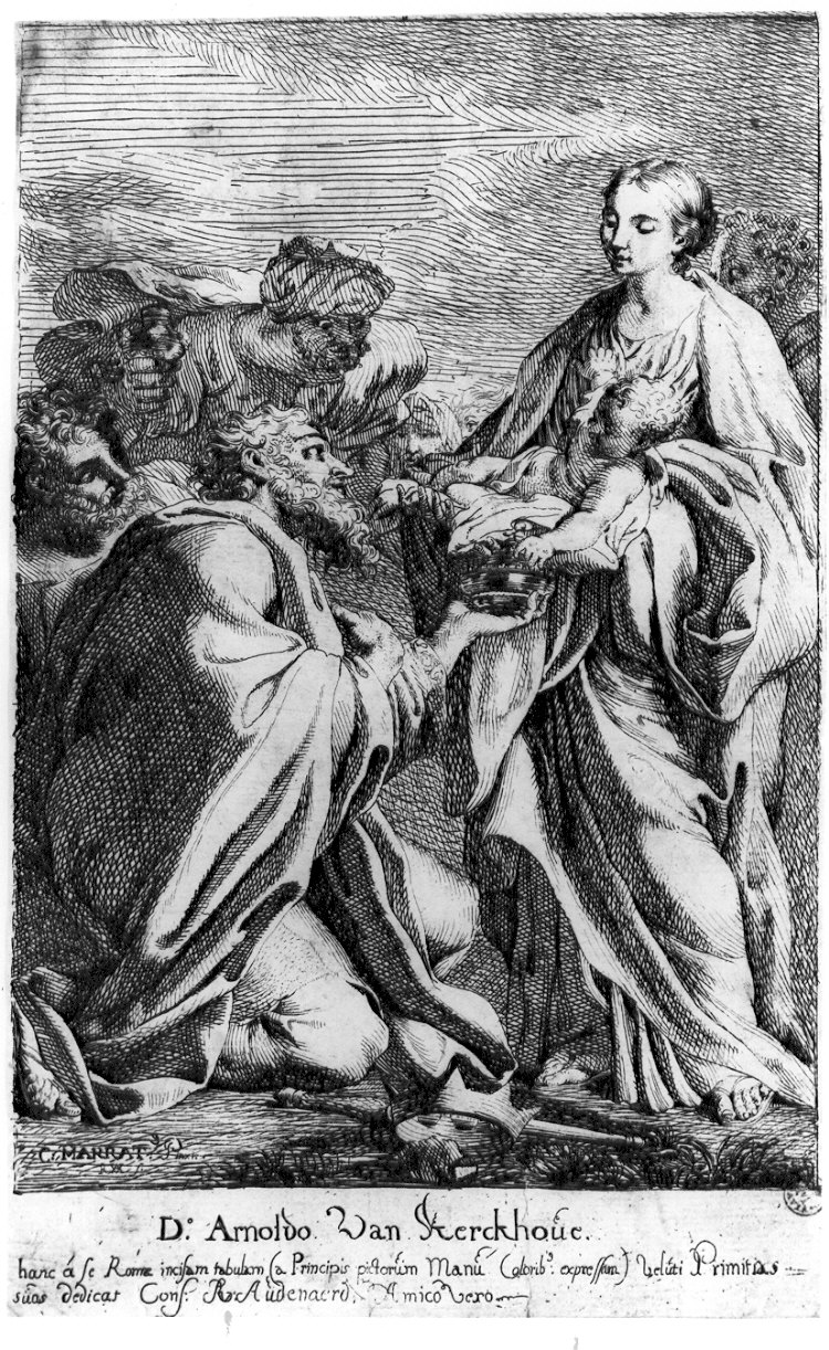 adorazione dei Re Magi (stampa) di Maratta Carlo (attribuito) (sec. XVII)