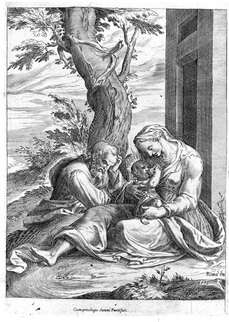 Madonna con Bambino (stampa) di Alberti Cherubino (sec. XVII)