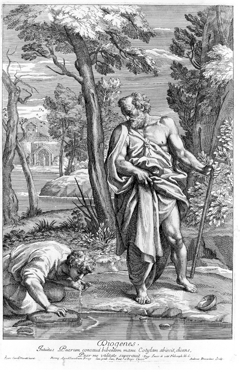 Diogene e un fanciullo (stampa) di Procaccini Andrea, Maratta Carlo (sec. XVII)