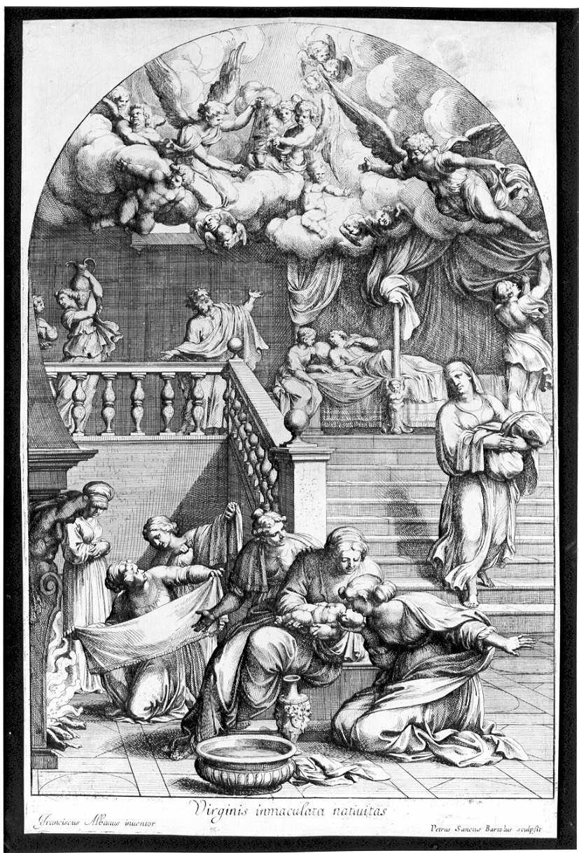 nascita di Maria Vergine (stampa) di Albani Francesco, Bartoli Pietro Sante (sec. XVIII)