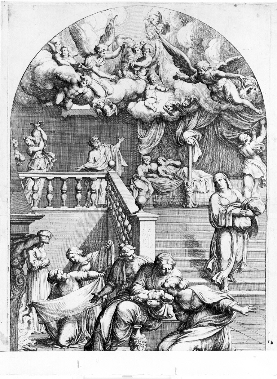 nascita di Maria Vergine (stampa) di Albani Francesco, Bartoli Pietro Sante (sec. XVIII)