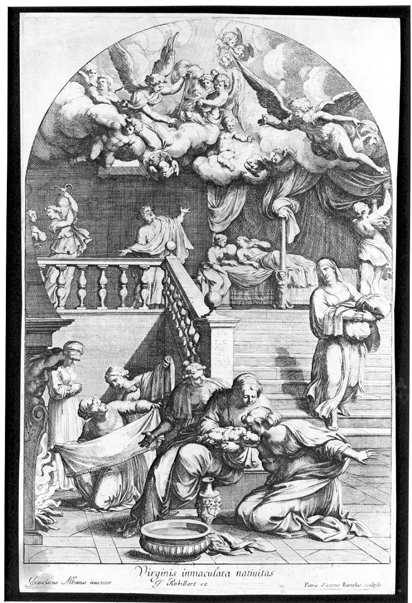 nascita di Maria Vergine (stampa) di Albani Francesco, Bartoli Pietro Sante (sec. XVIII)