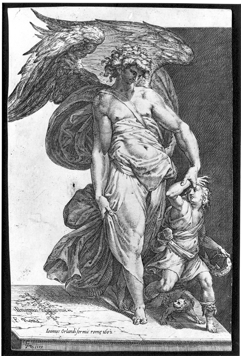 Tobia e San Raffaele arcangelo (stampa) di Alberti Cherubino (sec. XVIII)