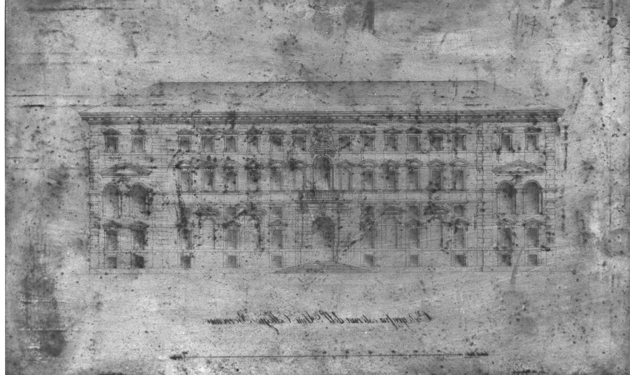 Ortografia esterna del Collegio Borromeo (stampa) di Voghera Giovanni (sec. XIX)