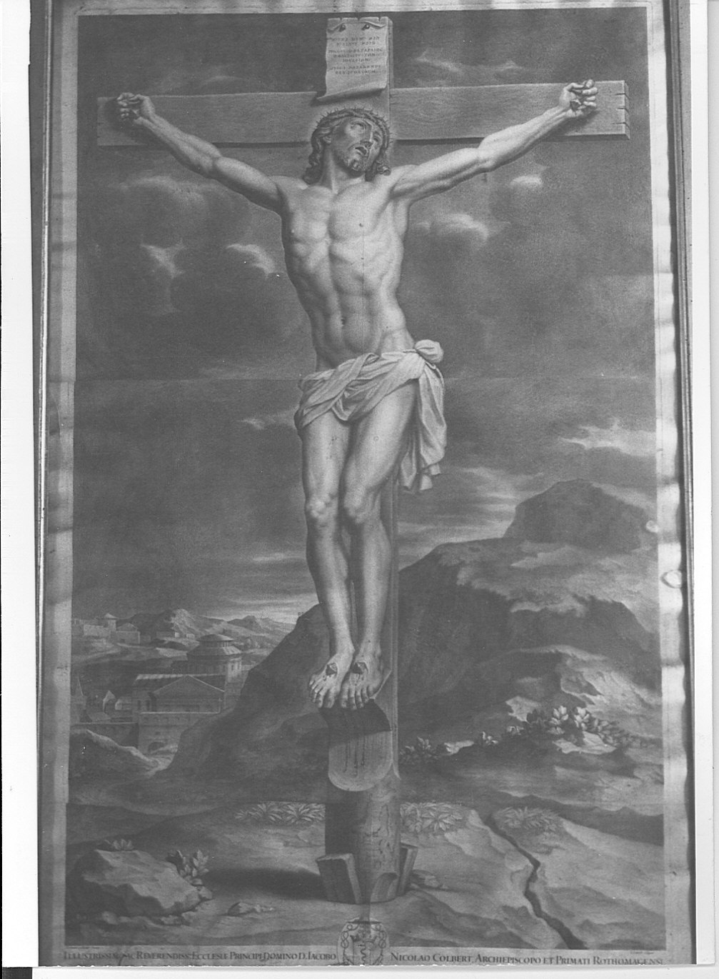Cristo crocifisso (stampa) di Le Sueur Eustache, Edelinck Gerard (secc. XVII/ XVIII)