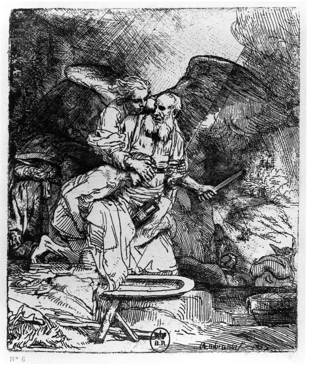 sacrificio di Isacco (stampa) di Rembrandt (sec. XVII)