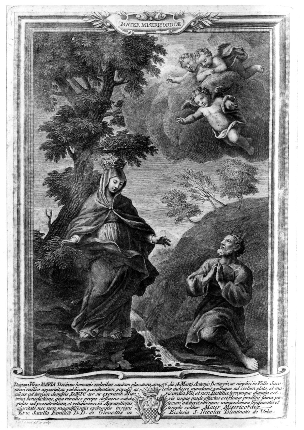 apparizione della Madonna (stampa) di Faldoni Giovanni Antonio (prima metà sec. XVIII)