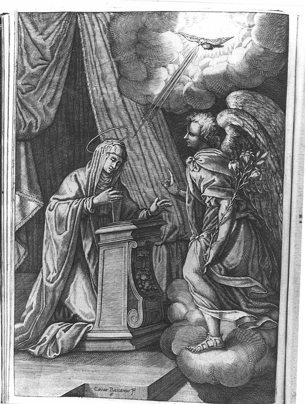 Annunciazione (stampa, elemento d'insieme) di Bassano Cesare (sec. XVII)