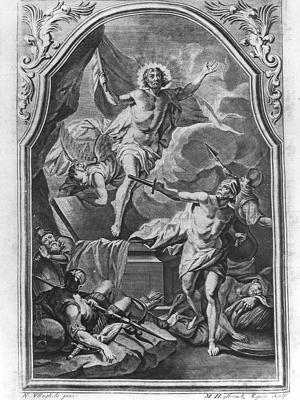 resurrezione di Cristo (stampa, elemento d'insieme) di Haylbrouck M, Vleughels Nicolas (sec. XVIII)