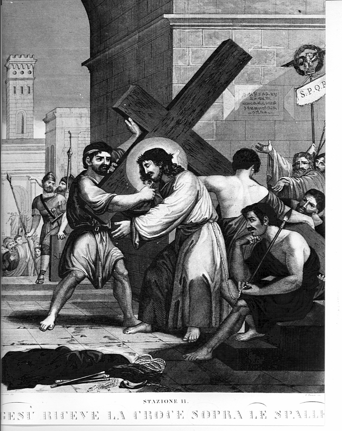 Gesù riceve la croce sopra le spalle stazioni della via crucis sta