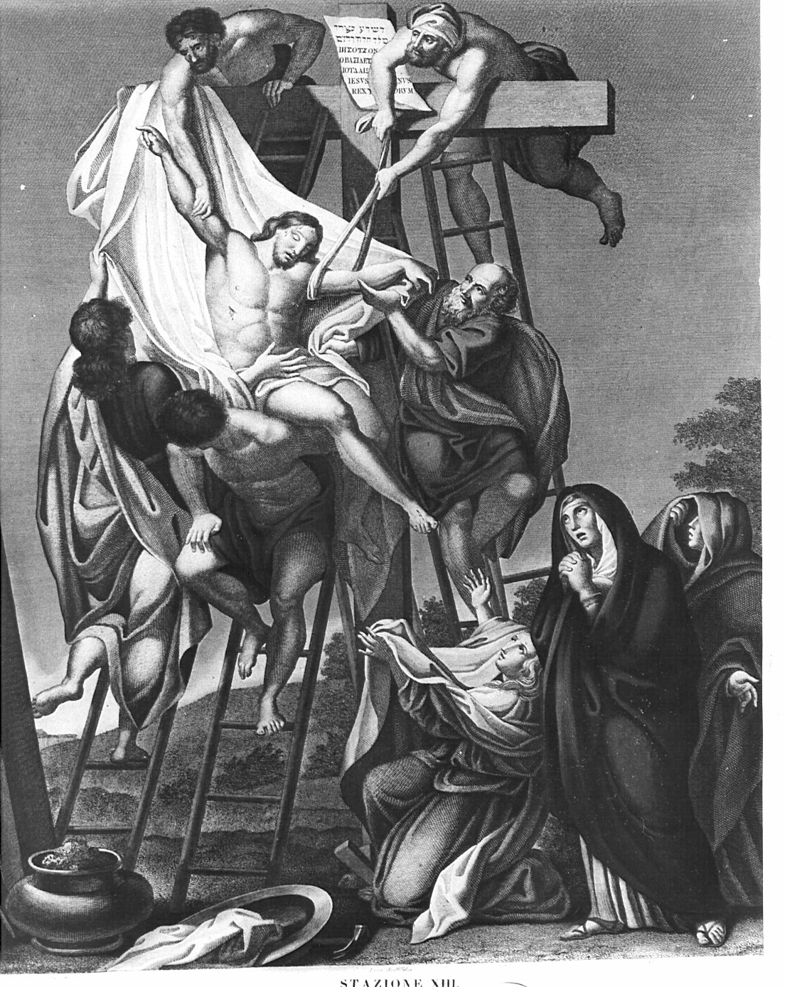 stazioni della via crucis (stampa, serie) di Le Brun Charles, Scotti Luigi, Migliavacca Innocente (sec. XIX)