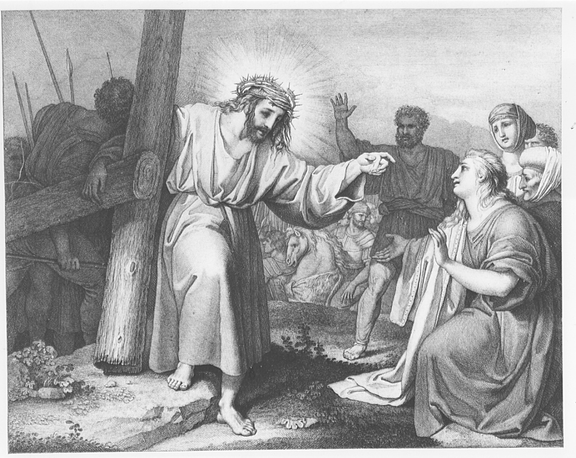 stazione VIII: Gesù consola le donne di Gerusalemme (stampa) di Sabatelli Luigi, Eredi Benedetto, Pera Giuseppe (sec. XIX)