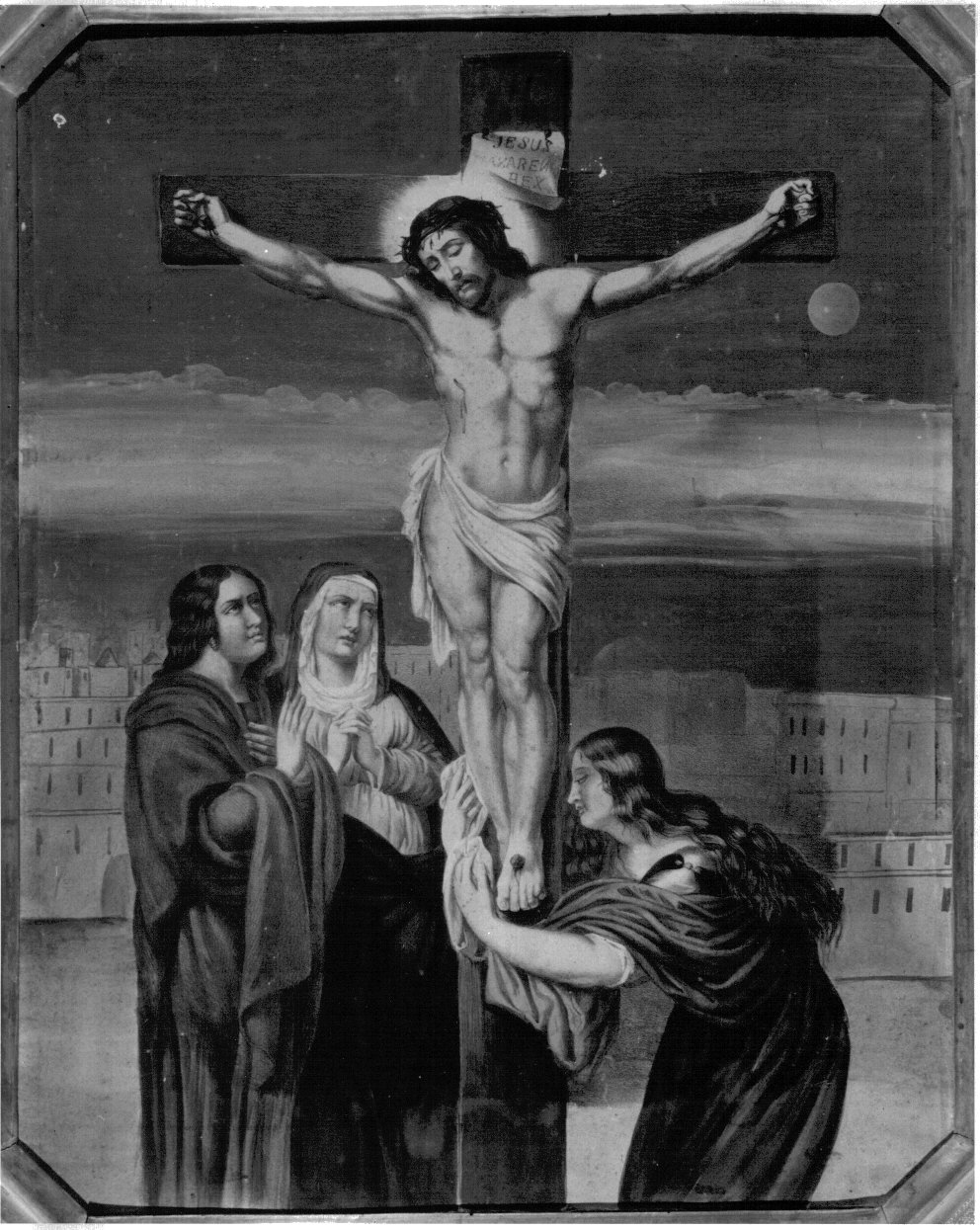 stazione XII: Gesù innalzato e morto in croce (stampa a colori, elemento d'insieme) - ambito francese (prima metà sec. XX)