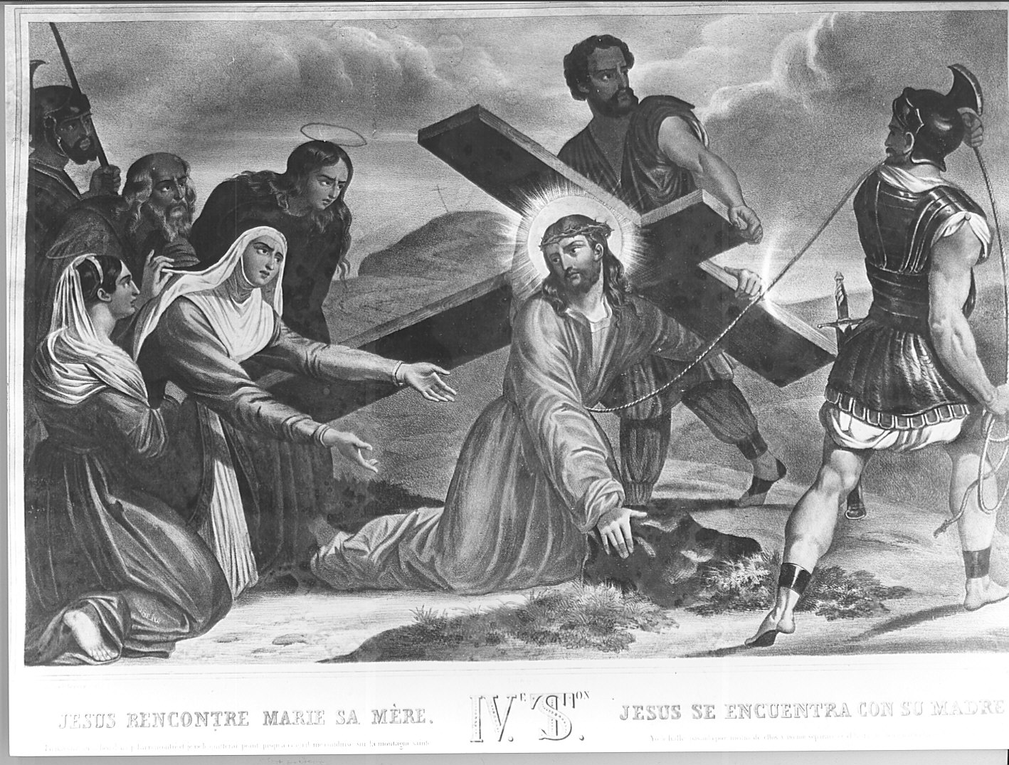 stazione IV: Gesù incontra la Madonna (stampa, elemento d'insieme) - ambito francese (sec. XIX)
