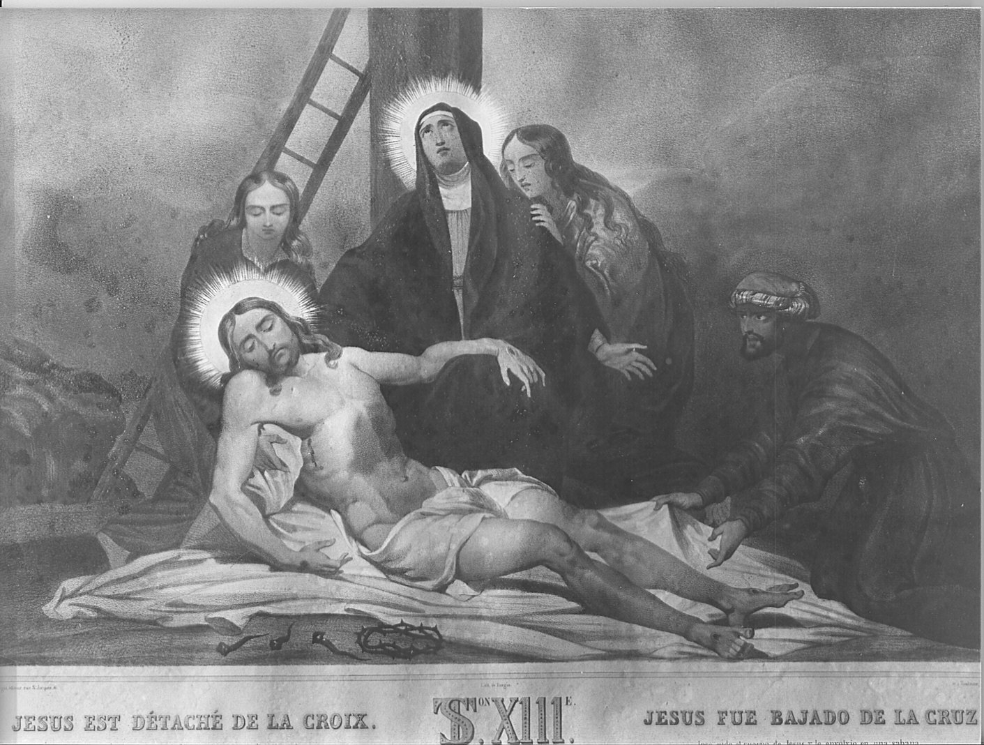 stazione XIII: Gesù deposto dalla croce (stampa, elemento d'insieme) - ambito francese (sec. XIX)