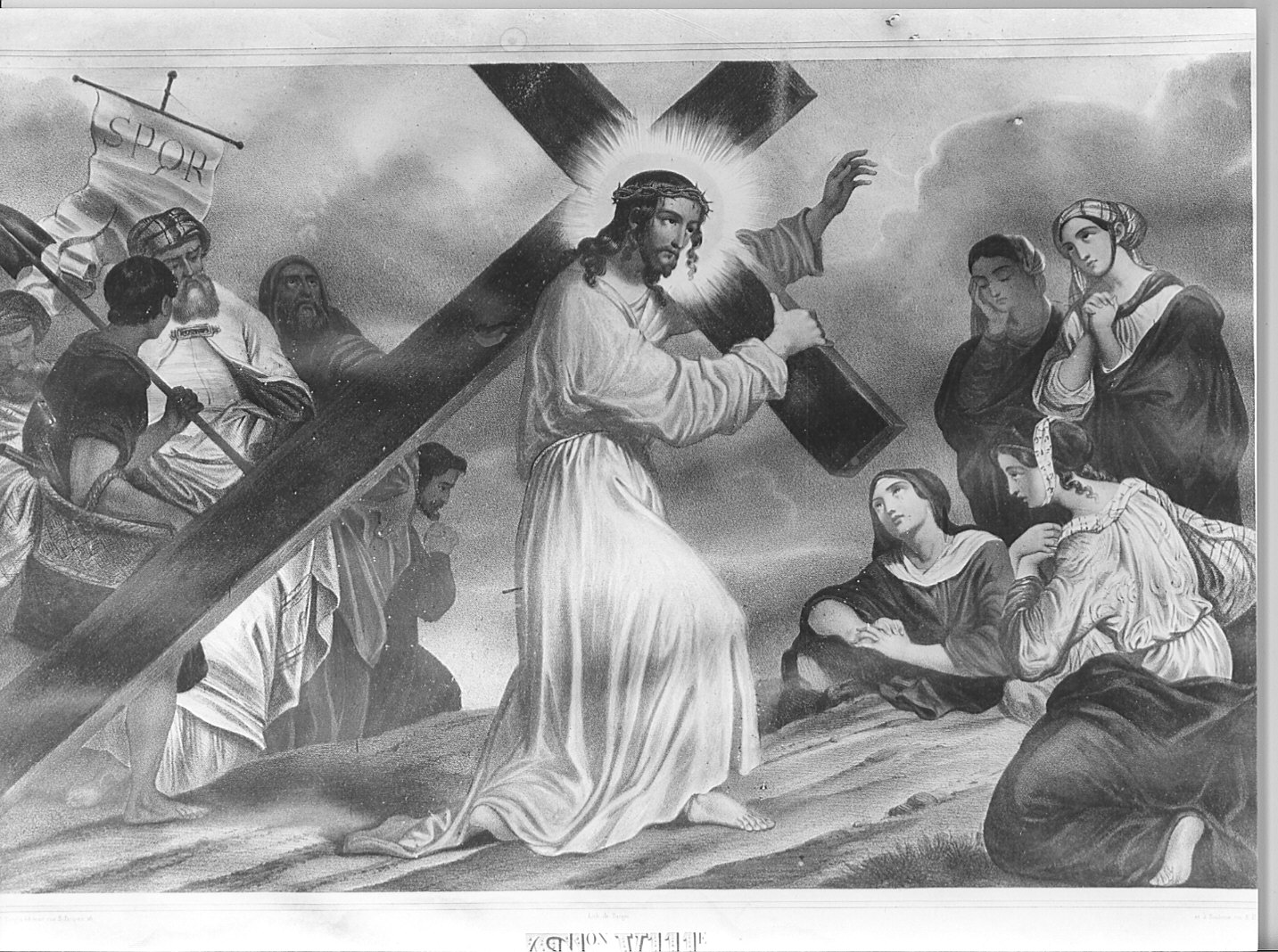 stazione VIII: Gesù consola le donne di Gerusalemme (stampa, elemento d'insieme) - ambito francese (sec. XIX)