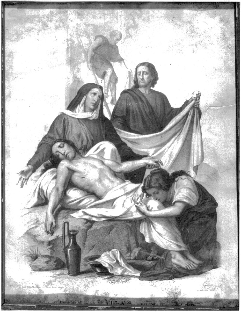 stazione XIII: Gesù deposto dalla croce (stampa a colori, elemento d'insieme) di Lasnier Louis Pierre, Grellet Francois (fine/inizio secc. XIX/ XX)