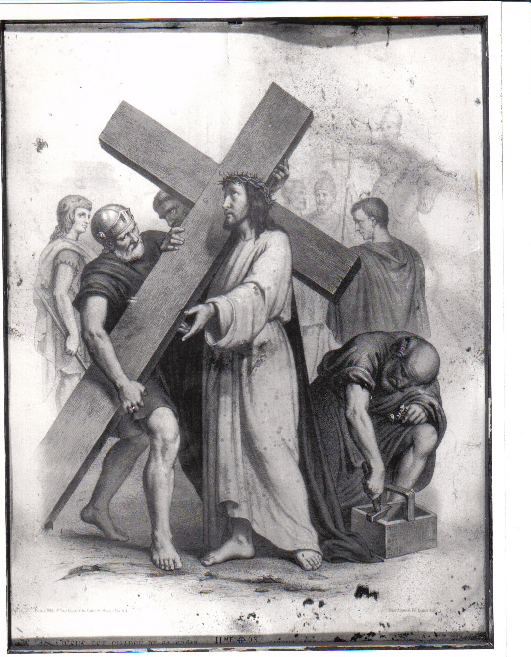 stazione II: Gesù caricato della croce (stampa a colori, elemento d'insieme) di Lasnier Louis Pierre, Grellet Francois (fine/inizio secc. XIX/ XX)