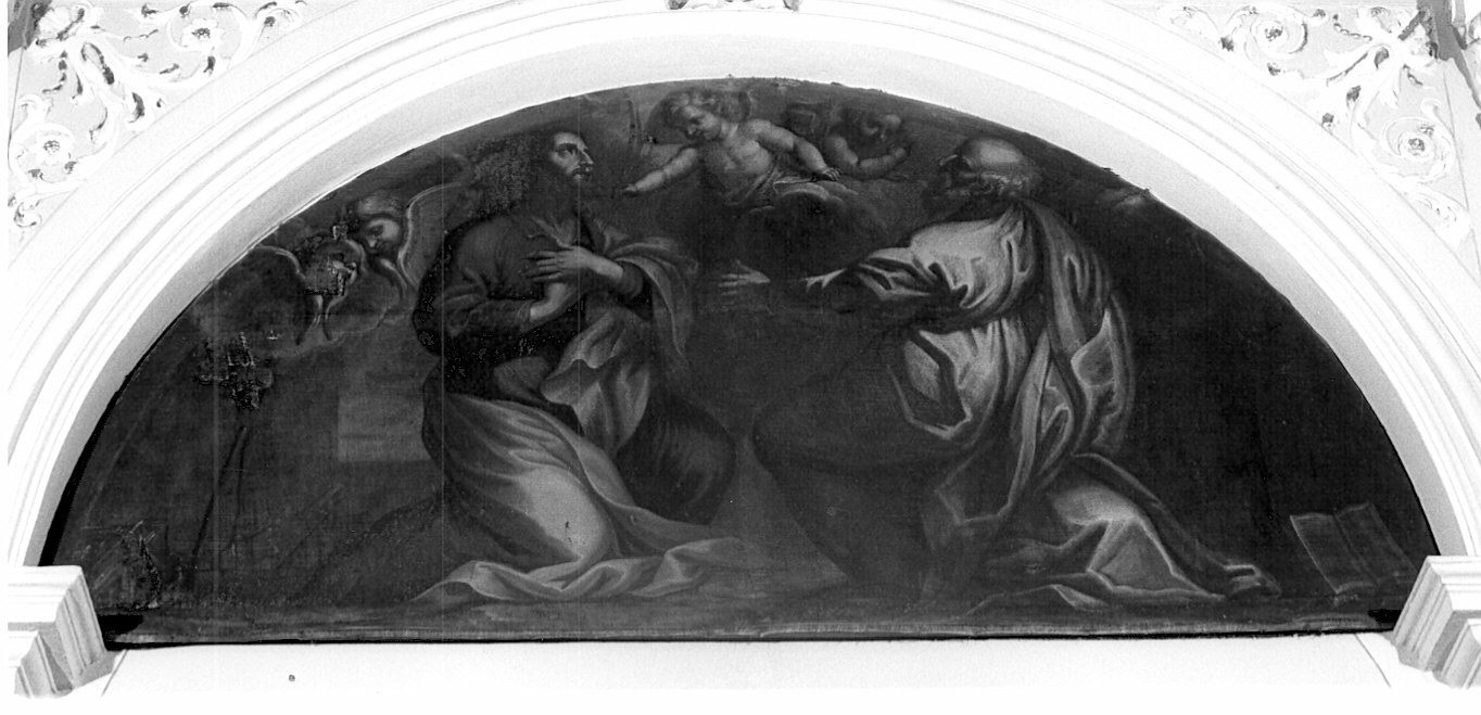 Santi Giovanni Evangelista e Luca (dipinto, elemento d'insieme) - ambito lombardo (ultimo quarto sec. XVII)