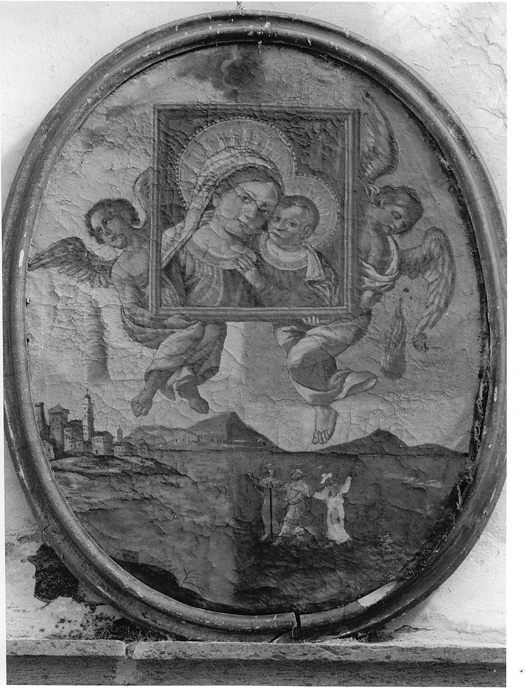 quadro della Madonna del Buon Consiglio portato in volo da angeli (dipinto, opera isolata) - ambito lombardo (sec. XVIII)
