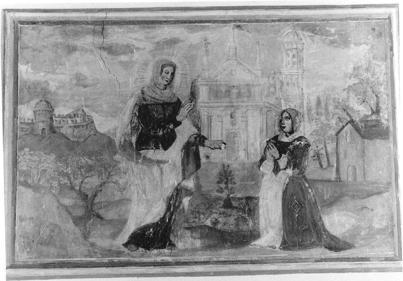 apparizione della Madonna (dipinto murale, opera isolata) - ambito lombardo (sec. XVIII)