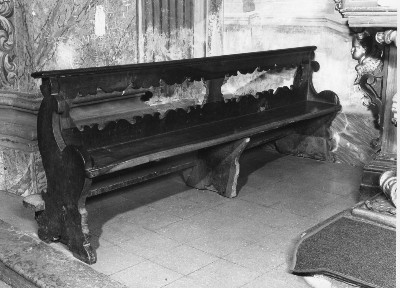 banco da chiesa, coppia - ambito valtellinese (sec. XIX)