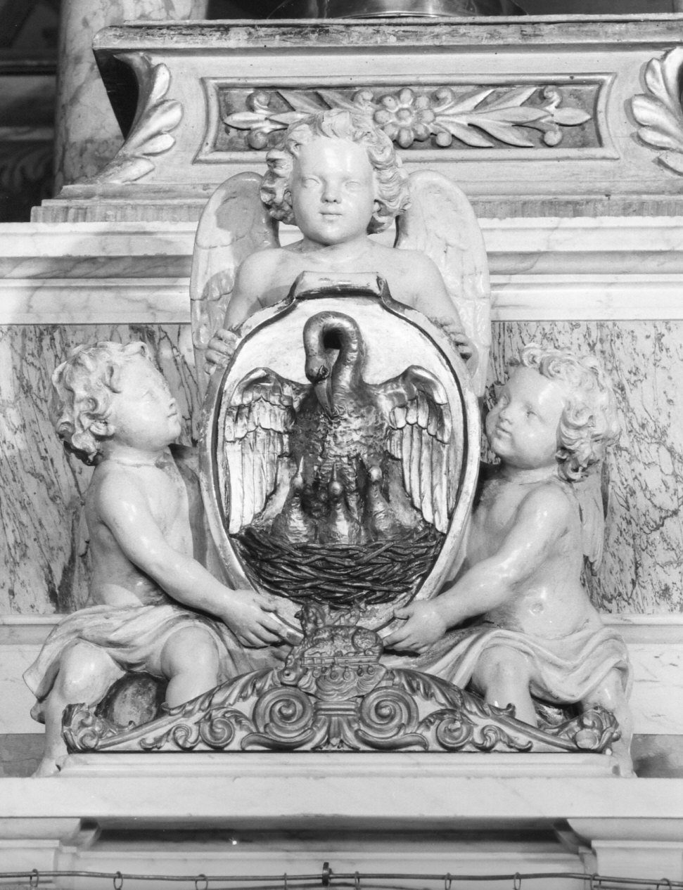 angeli reggitarga (gruppo scultoreo, elemento d'insieme) - ambito lombardo (sec. XIX)