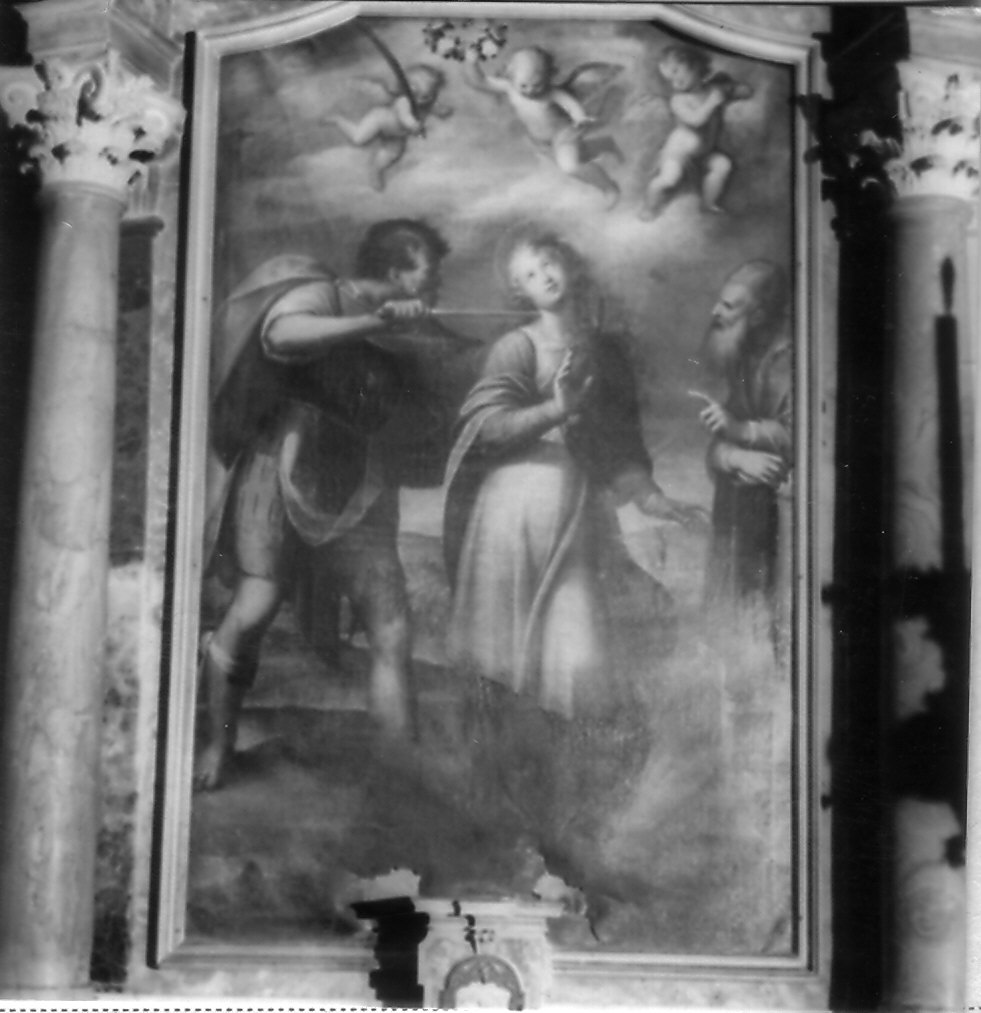 martirio di Santa Lucia (pala d'altare, opera isolata) di Caccia Guglielmo detto Moncalvo (attribuito) (secc. XVI/ XVII)