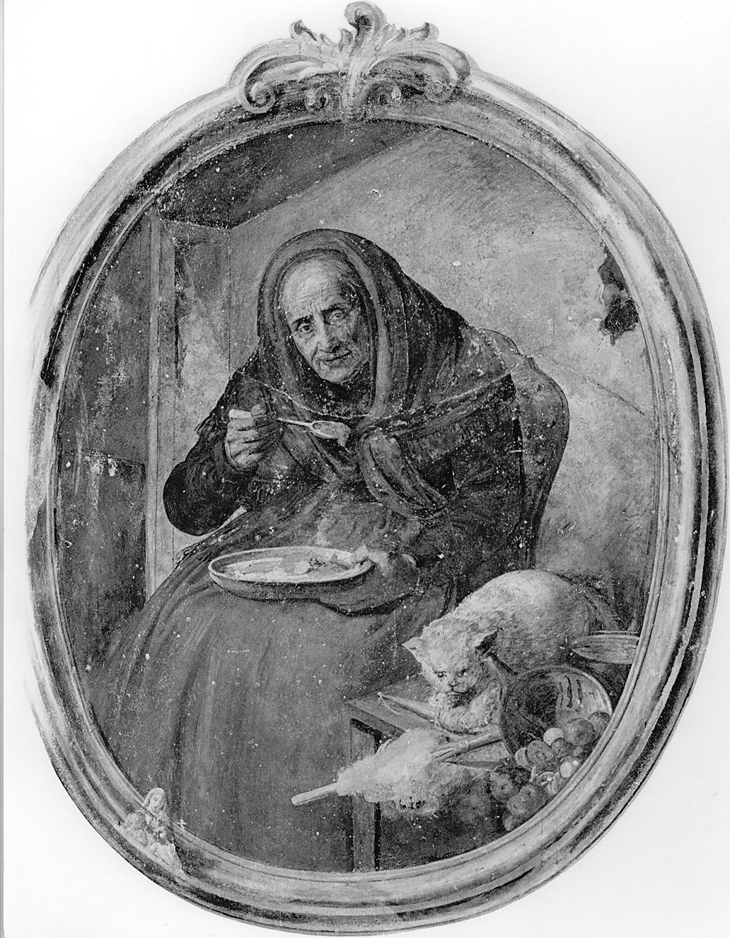 vecchia che mangia (dipinto, opera isolata) di Garberini Giovan Battista (seconda metà sec. XIX)