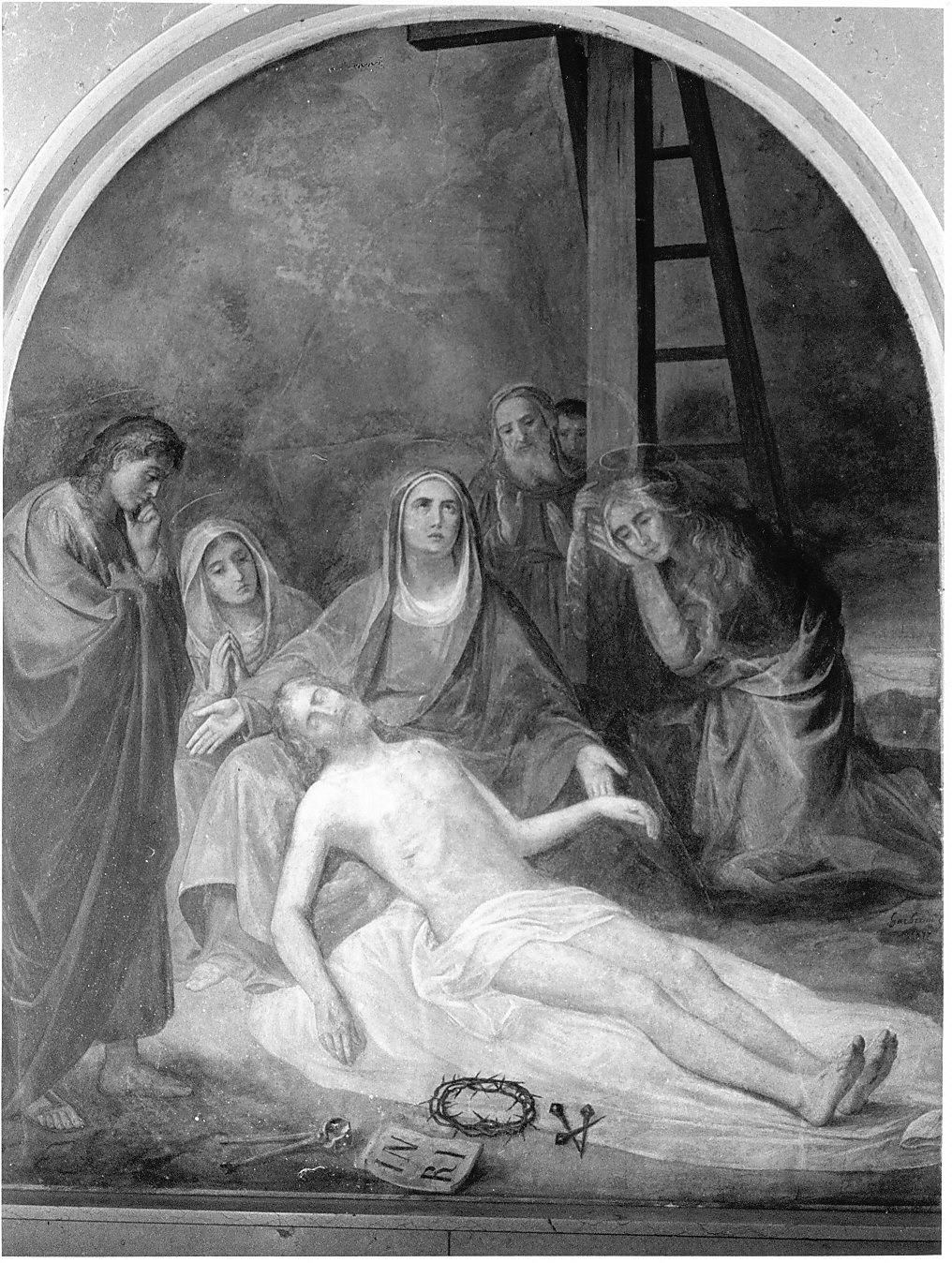 deposizione di Cristo dalla croce (dipinto murale, opera isolata) di Garberini Giovan Battista (sec. XIX)